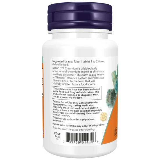 NOW Foods GTF Chromium 200mcg 100 Tablets