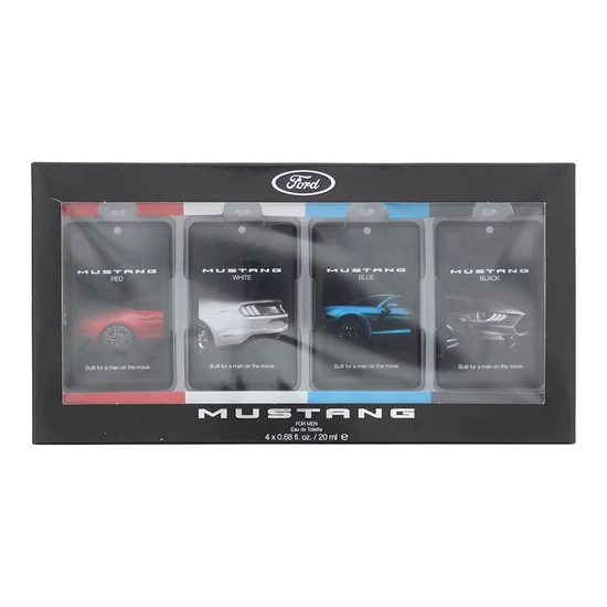 Mustang Ford Gift Set 20ml Red Eau De Toilette + 20ml White Eau De Toilette + 20ml Blue Eau De Toilette + 20ml Black Eau De Toilette