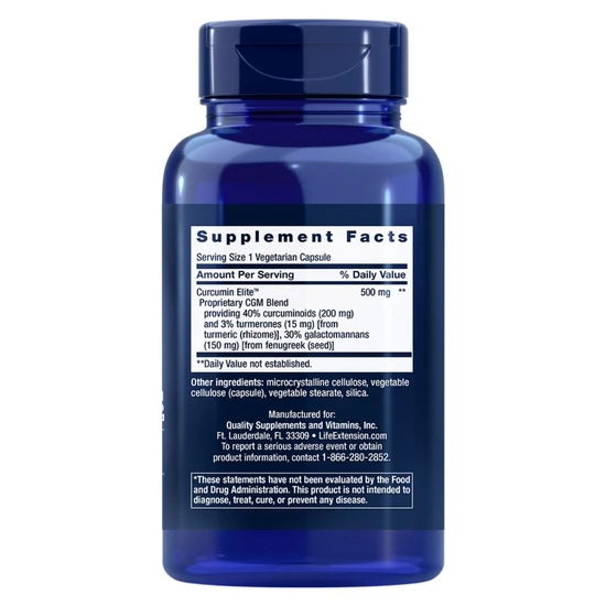 Life Extension Curcumin Elite Turmeric Extract Vegicaps 60 Vegicaps
