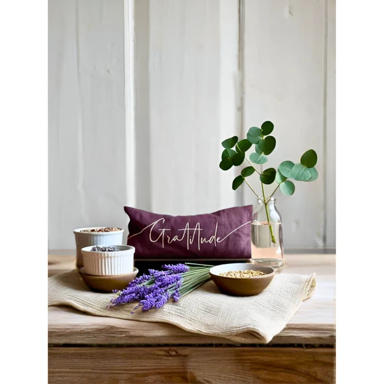 The Norfolk Eye Pillow Company Gratitude Embroidered Linen & Lavender Eye Pillow Blue / Lavender