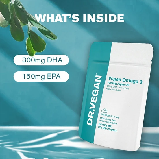 Dr Vegan Omega 3 300mg DHA 150mg EPA Softgels 60 Softgels