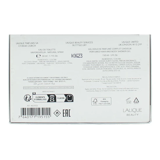 Lalique Encre Noire Eau De Toilette Gift Set 50ml Eau De Toilette + 150ml Shower Gel
