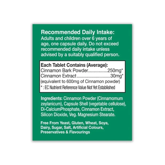 Health Aid Cinnamon 850mg 30 Tablets