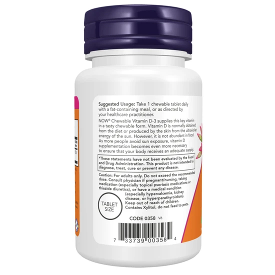 NOW Foods Vitamin D-3 5000iu Chewables 120