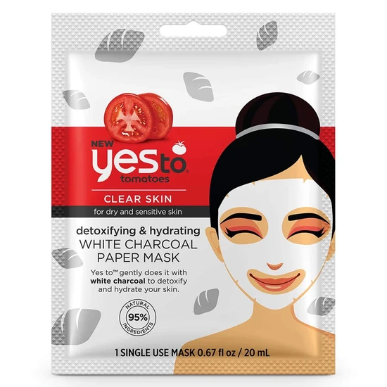 Yes To Tomatoes Detoxifying & Hydrating White Charcoal Paper Mask 20ml