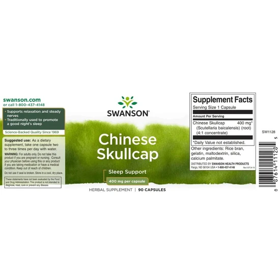 Swanson Chinese Skullcap 400mg Capsules 90 Capsules