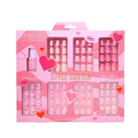 Sunkissed Multi False Nail Gift Set 7 x 24 Nails With Glue