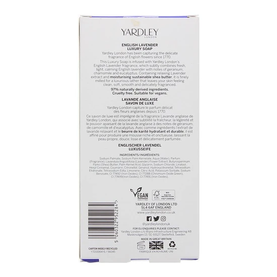 Yardley English Lavender Luxury Soap 3 x 100g