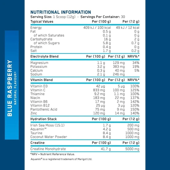 Applied Nutrition Creatine + Hydration Blue Raspberry 360g