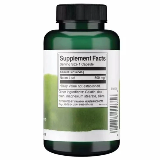 Swanson Neem Leaf Capsules 500mg | 100 Capsules