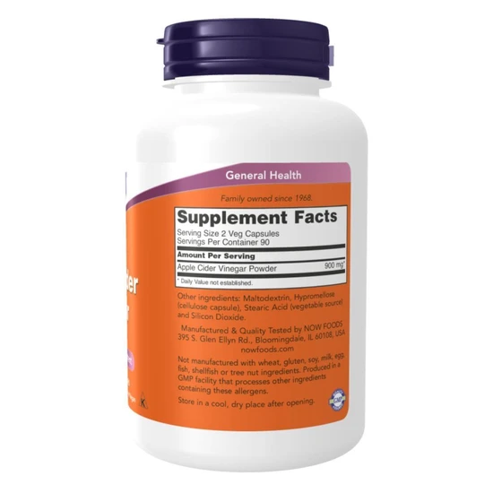 NOW Foods Apple Cider Vinegar 450mg 180 Capsules