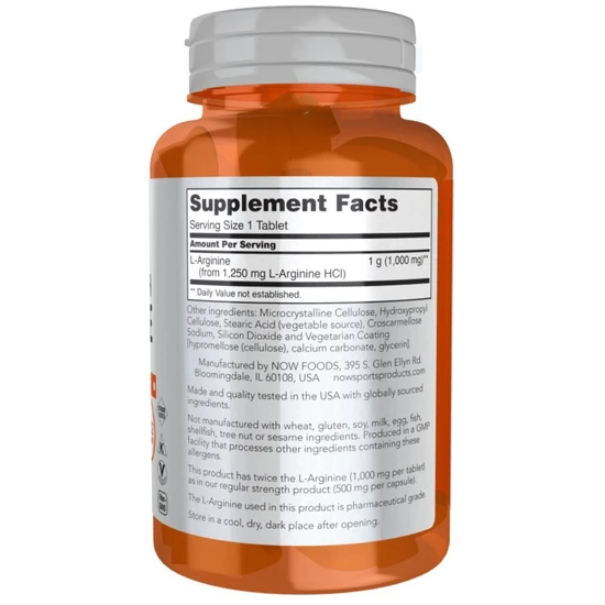 NOW Foods L-Arginine 1000mg Tablets 120 Tablets