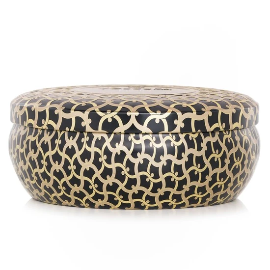 VOLUSPA 3 Wick Decorative Tin Candle Suede Noir 340g