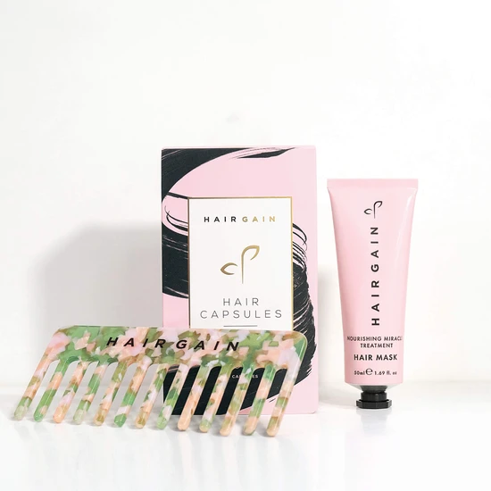 Hair Gain Trio Set Gummies, Comb & Mask 15% OFF