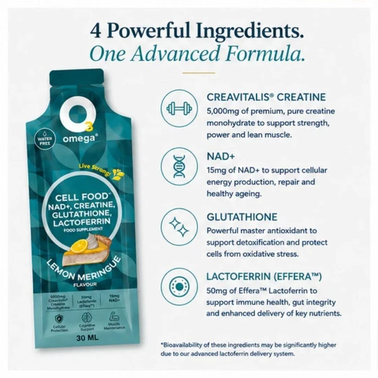 O3Omega Cell Support NAD+ Creatine + Glutathione Sachets 14 Sachets
