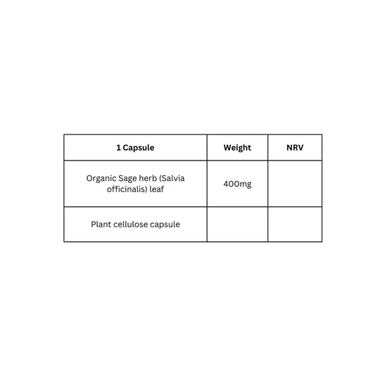 Viridian Organic Sage 400mg Capsules 90 Capsules