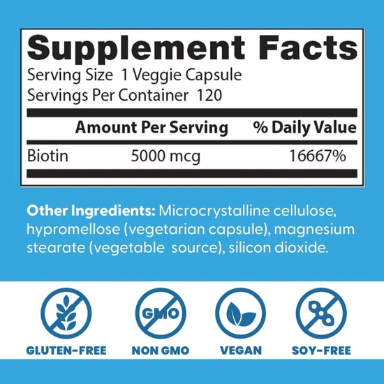 Doctor's Best Biotin 5000mcg - 120 Vcaps