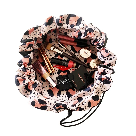 Donna May London Lay Flat Washable Collection Makeup Bag Nude Leopard