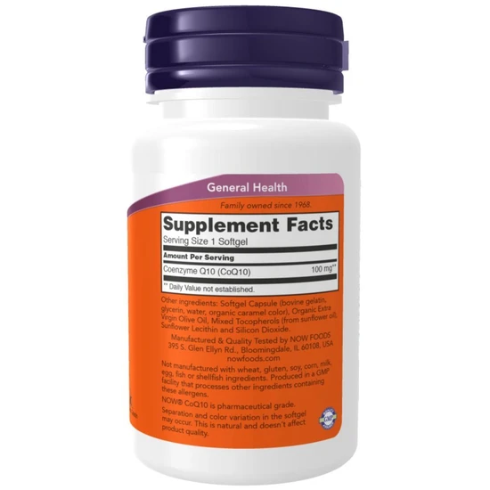 NOW Foods CoQ10 100mg 50 Softgels