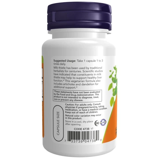 NOW Foods Milk Thistle Extract With Artichoke & Dandelion 300mg Double Strength - 200 vcaps