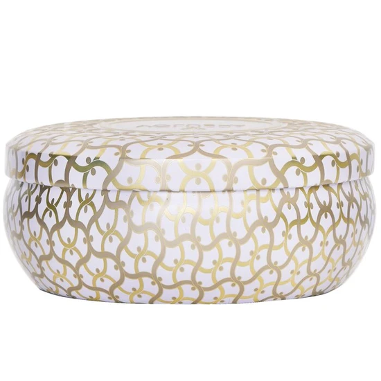 VOLUSPA 3 Wick Decorative Tin Candle Suede Blanc 340g