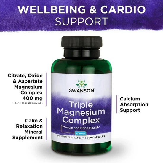 Swanson Triple Magnesium Complex 400mg Capsules 30 Capsules