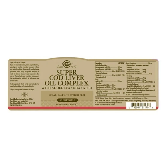 Solgar Super Cod Liver Oil Complex Softgels x 60