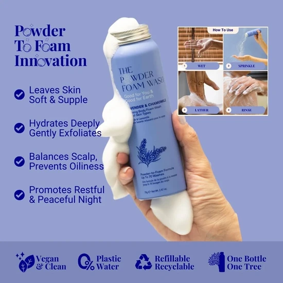 The Powder Shampoo Relaxing Body Foam Wash Lavender & Chamomile 20g