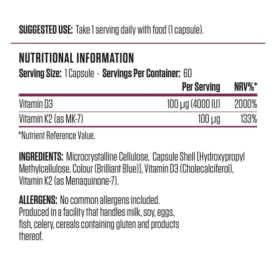 Applied Nutrition Vitamin D3 & Vitamin K2 Capsules 60 Capsules