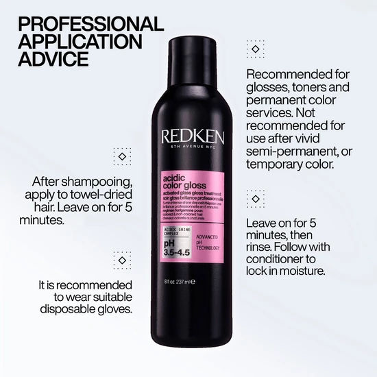 Redken Acidic Colour Gloss Set Sulphate-Free Shampoo 300ml, Acidic Colour Gloss Conditioner 300ml & Activated Glass Gloss Treatment 237ml