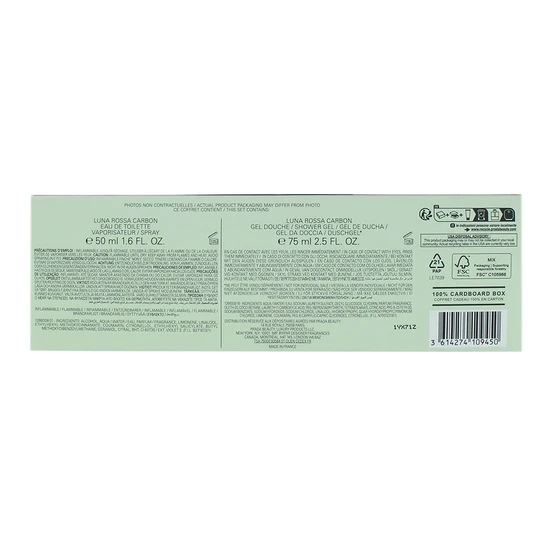 Prada Luna Rossa Carbon Gift Set 50ml Eau De Toilette + 75ml Shower Gel