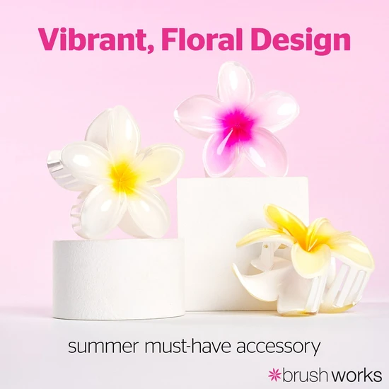 Brushworks Tropical Flower Claw Clips x3