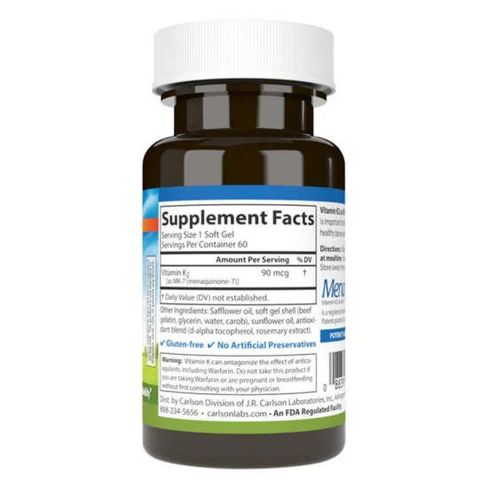 Carlson Labs Vitamin K2 MK-7 90mcg Softgels 60 Softgels