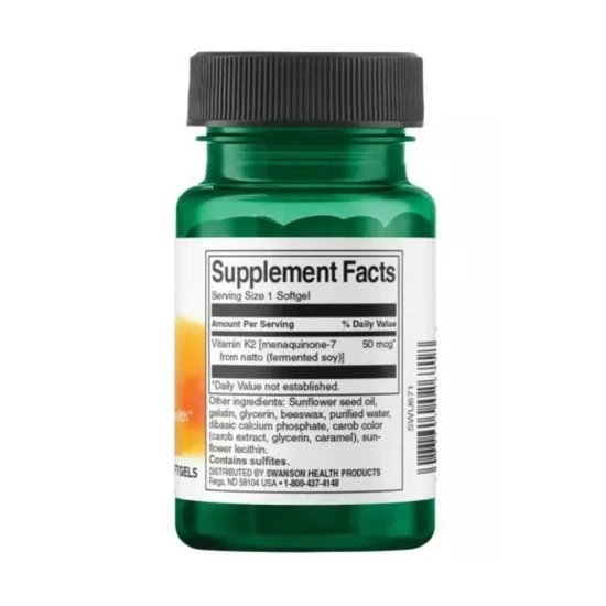 Swanson Vitamin K2 Natural 50mcg | 30 Soft Gels