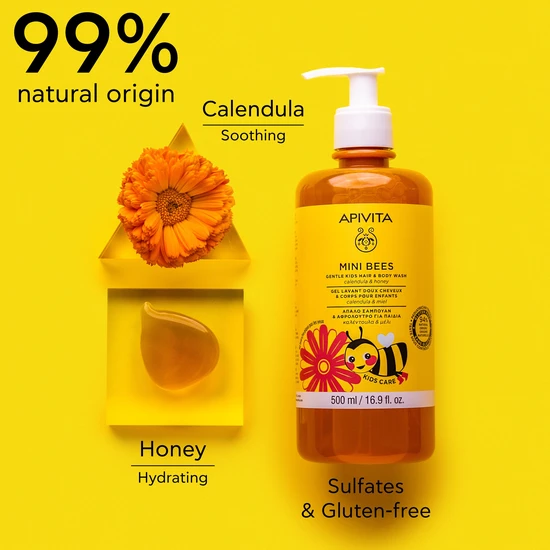 APIVITA Mini Bees Gentle Kids Hair & Body Wash Calendula & Honey 500ml