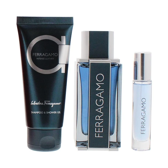 Salvatore Ferragamo Intense Leather Gift Set 100ml EDP, 100ml Shower Gel & 10ml EDP