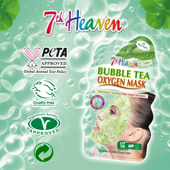 Montagne Jeunesse Bubble Tea Oxygen Mask Infused with Green Tea and Centella Asiatica to Hydrate, Soothe and Help Target Blemishes