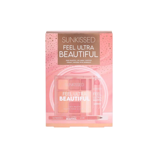Sunkissed Feel Ultra Beautiful Gift Set Face Palette + Lip Liner + Lipstick