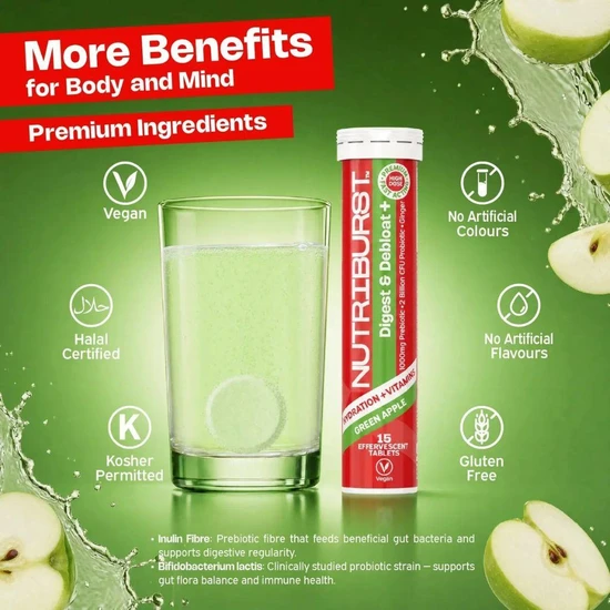Nutriburst Enhanced Hydration + Gut Health Red Apple Flavour Sachets 6 Sachets