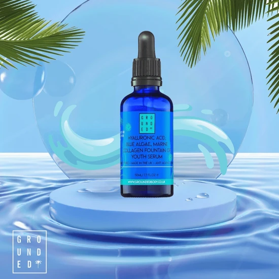 Grounded Body Blue Algae & Collagen Fountain Of Youth HA Facial Serum