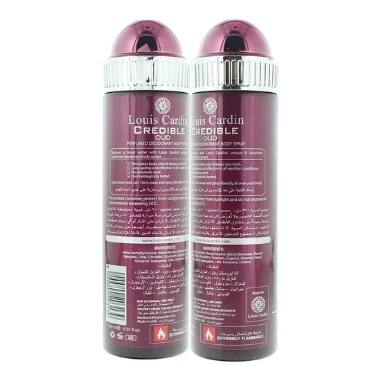 Louis Cardin Credible Oud Perfumed Deodorant Body Spray 200ml