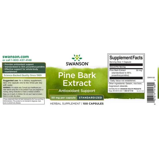 Swanson Pine Bark Extract 50mg 100 Capsules