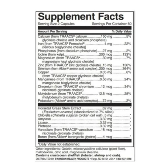 Swanson Albion Chelated Multi-Mineral Glycinate 120 Capsules