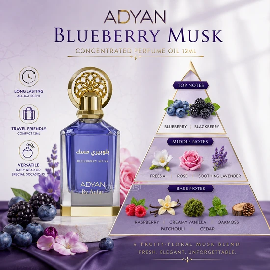 Adyan Blueberry Musk Concentrated Perfume Oil 12ml