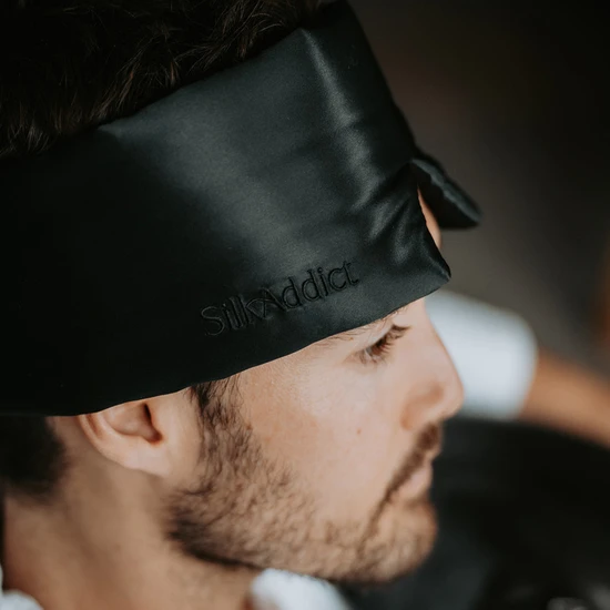 Silk Addict 100% Mulberry Silk Sleep Mask Wrap Black