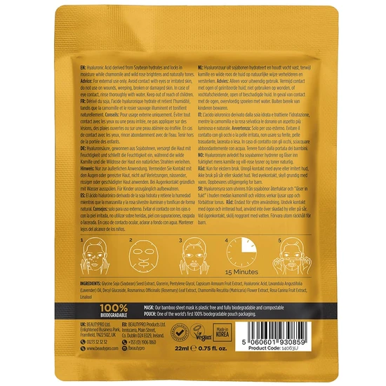 BeautyPro Hyaluronic Acid Gold Foil Mask 25ml