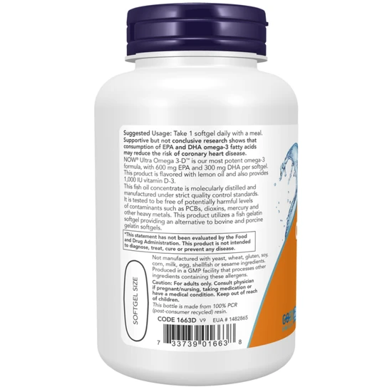 NOW Foods Ultra Omega 3-D With Vitamin D-3 90 Softgels