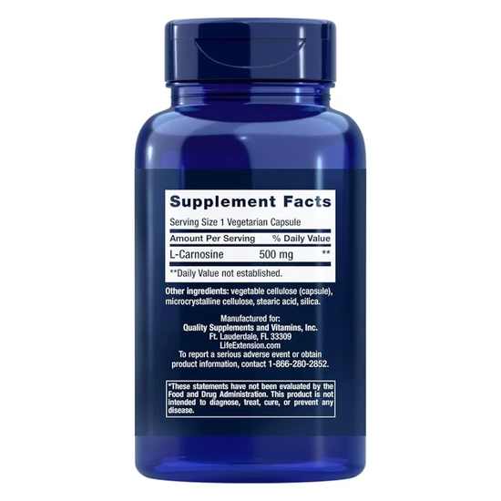 Life Extension Super Carnosine 500mg Vegicaps 60 Vegicaps
