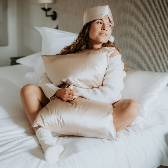 Silk Addict 100% Mulberry Silk Sleep Mask Wrap Caramel