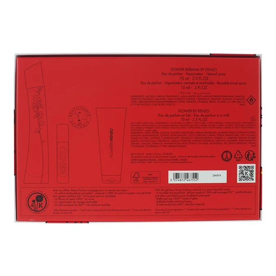 Flower By Kenzo Ikebana Sakura Eau De Parfum 75ml, 10ml + Body Milk 75ml Gift Set 75ml